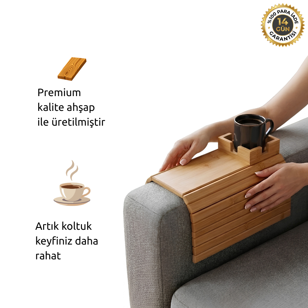 Huosta™ Ahşap Koltuk Tepsisi